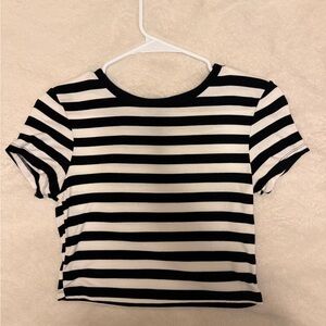 Zara Black and White Striped Crop Top